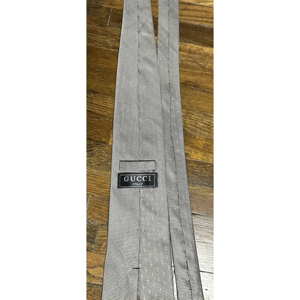 Gucci Mens Silk Tie Made In Italy Grey Diamond‎ Pattern